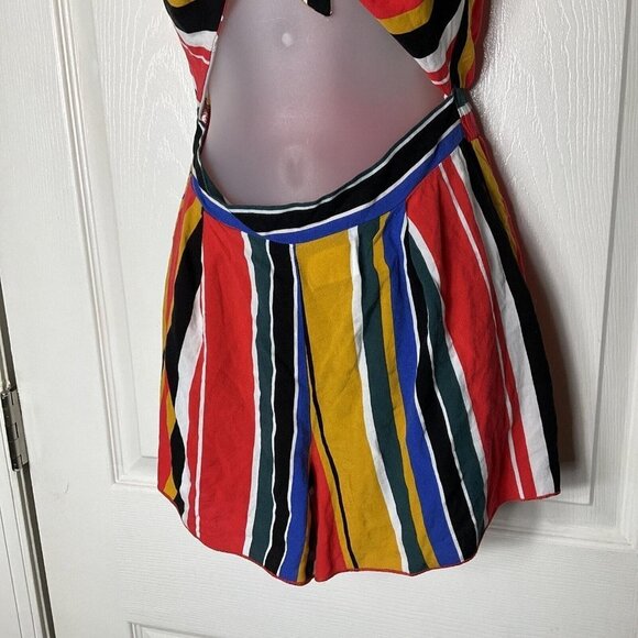 Windsor Colorful Striped Open Tie front One piece Romper Small S - Picture 4 of 11